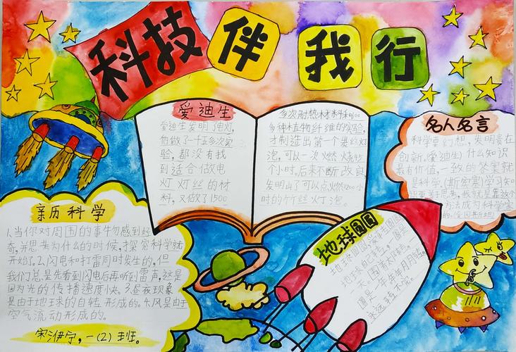 行潜江市田家炳实验小学一年级优秀科技手抄报暨科幻画作品展示